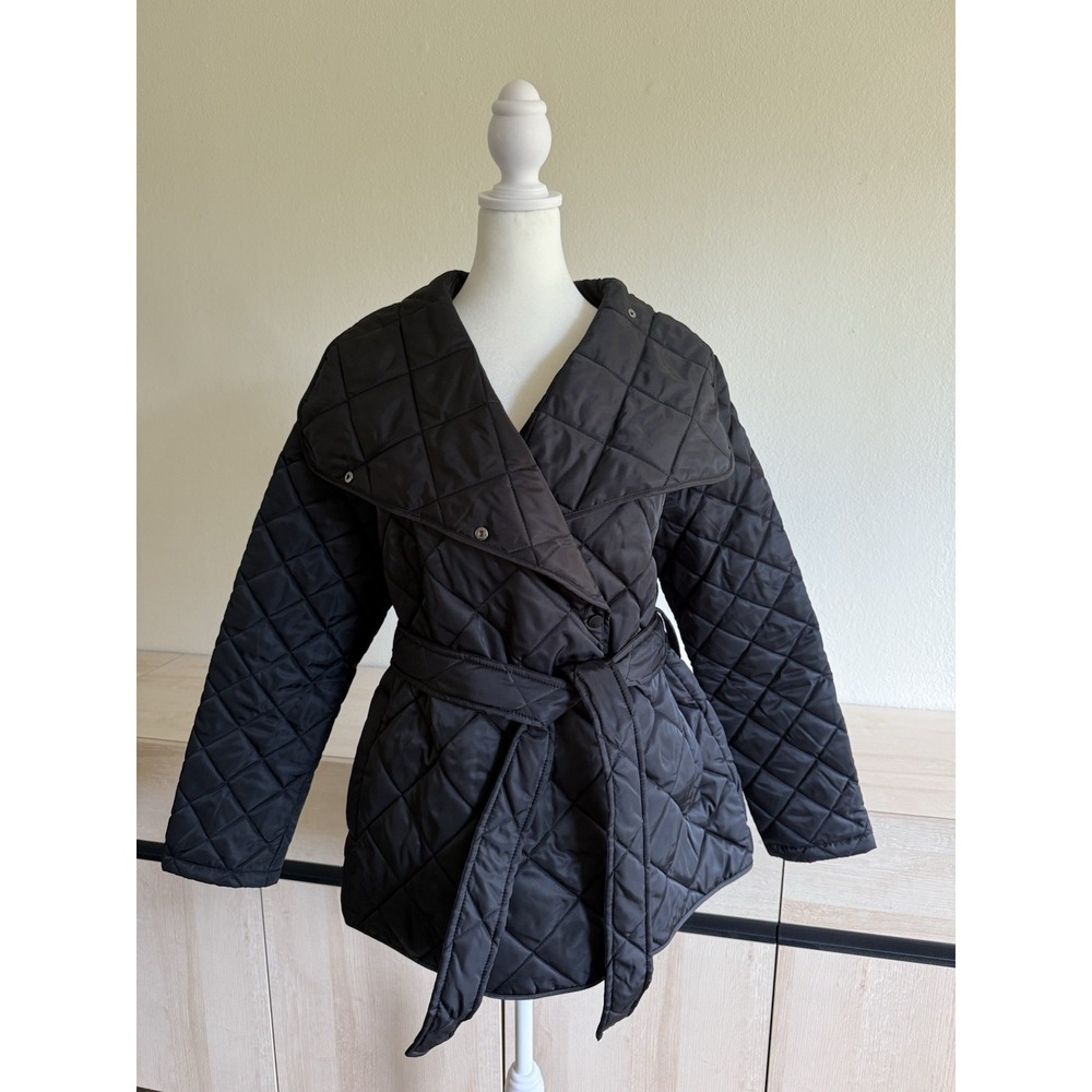 Rebecca Minkoff Women's Diamond Quilted Wrap Jacket convertible collar Size‎ M